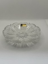 Stolzle Austrian Leaded Cut Glass Crystal Relish Dish Sawtooth Star Pattern picture