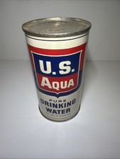 Vintage U.S. Aqua Pure Drinking Water 12 oz Flat-Top Can – Cold War Nuclear Rare picture