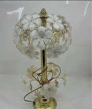 Vintage Anthony California Hollywood Regency Brass Touch Lamp Acrylic Flowers picture
