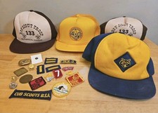 Vintage Boy Scouts, Cub Scouts, Girl Scouts Patches, Pins, Hats Lot picture