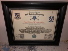 58TH INFANTRY REGIMENT / COMMEMORATIVE - CERTIFICATE OF COMMENDATION picture