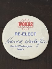RARE Re-elect  Harold Washington Chicago Political Campaign Button Pin picture