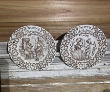 Vintage Royal Crownford Merry Christmas Plates 1978 & 1979 Staffordshire England picture