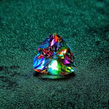 AAA 70.2 Ct+ Natural Rainbow Mystic Topaz Trillion Cut Loose Gemstone Certified picture