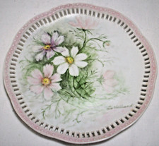 Handpainted Reticulated Pierced Signed Floral Wall Plate: EXC: NR picture