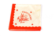 Sweetheart Vintage US Military Heraldic Eagle Handkerchief Napkin picture