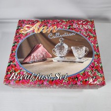 Vintage Irena Ann Collection Hand Cut Lead Crystal Hostess Breakfast Set Poland picture