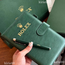 ROLEX Green Gift Set Notebook Ballpoint Pen Folding Umbrella Luxury Gift Box Rar picture