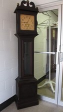 ANTIQUE ITHACA GRANDFATHER CLOCK  8 DAY  TIME & STRIKE  SWAN PEDIMENT TOP  1915 picture