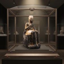 Authentic Ancient Egyptian Antiques Rare King Khufu Enthroned Statue BC picture