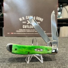 Case Mini Trapper, Beautiful Brilliant Green Bone, Smooth, Oval Shield, NIB picture