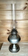 Antique Rayo Nickel Oil Kerosene Hurricane Lamp W/ Chimney Estate Find picture