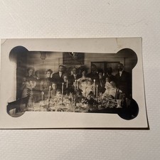 Vintage Real Photo Postcard Rppc Formal Dinner Candlelight Dining Room Dishes picture