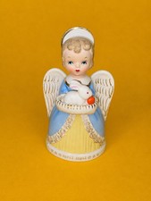 HAPPY EASTER Vtg Cute April Bunny Angel Figurine Planter Napco MCM Kitsch picture