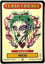 Flash Friends Series 2 Tattoo Art Trading Card NIXXI SIT & SPIN GOTH PUNK #142 picture