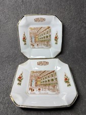 Pair Vintage Savini Milano Galleria Ashtrays IPA Schwarzburg Porcelain Italy picture