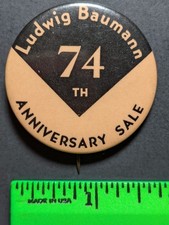 Vintage Ludwig Baumann Store Anniversary Sale Pinback Pin picture