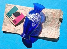 *RARE 1939 New York World's Fair Italian Pavilion Cobalt Blue Vase, Bag, Matches picture