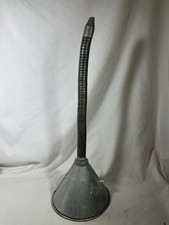 Vintage 1940's-1960's Galvanized Steel Flexible Spout Oil Funnel Gooseneck picture