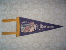 VINTAGE PENNANT FORT FT TICONDEROGA NEW YORK NY 4-3/4