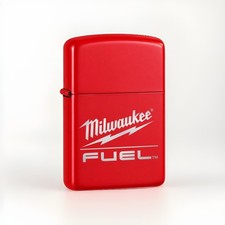 Milwaukee FUEL Red Windproof Flip Top Lighter Refillable Metal Collectible picture