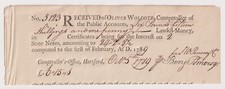 1789 Interest Receipt Hartford Connecticut Wolcott Revolutionary War  picture