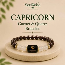 Capricorn Garnet Quartz Bracelet Handmade Zodiac Crystal Jewelry Unisex picture