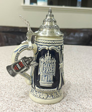 German Lidded Beer Stein Metal Lid Relief City Scenes München Hofbräuhaus picture