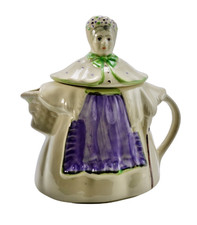 Vintage Shawnee Granny Ann Figural Teapot Purple Apron Made in USA picture