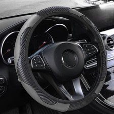 Car Steering Wheel Cover, Durable Leather Cover with Anti-Slip Lining, Carbon... picture