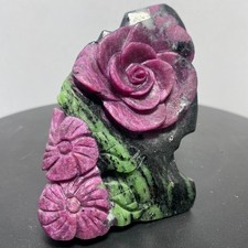 590g Natural Ruby Zoisite Crystal Carving flowers Anyolite Mineral Specimen picture