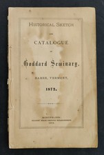 1872 antique GODDARD SEMINARY barre vt CATALOG students courses tuition school picture