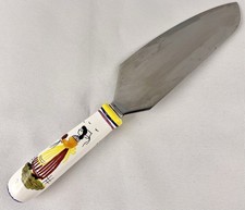 Vintage Henriot Quimper Cake Knife w/ Metal Blade & Faience Handle Breton Woman picture