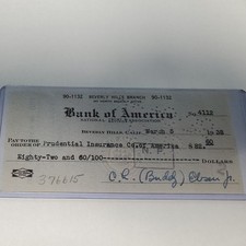 Buddy Ebsen Canceled check - 1 signed 1938  Wizard of Oz Filmed this Year picture
