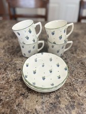  Johnson Brothers Berries Cup and Saucer Set of 4 Ironstone England Blue Berry picture