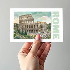 Rome Colosseum Italy Postcard Landmark Travel Souvenir Architecture Illustration picture