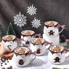 Jinei Set of 6 Christmas Coffee Mugs Gift, 12 oz Hot Cocoa Ceramic Cup for Ho... picture