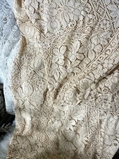 Vintage lace tablecloth Floral Medallions Vanilla Cream Ecru Ecru 59” X 100” picture