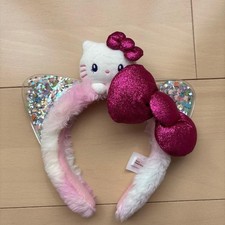 USJ Hello Kitty Headband Pink Fur Sequin Glitter Ribbon Japan Exclusive 2026 picture