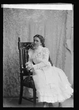 Photo:Eva Casey Portrait Woman in White Dress Antique Chair c1901-1903 picture