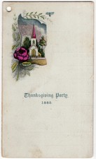Thanksgiving Party Programme Dance Card for the Year 1885 Church & Rose Vignette picture