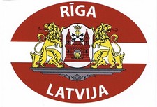  RIGA RĪGA COAT of ARMS DECAL WITH LATVIA FLAG BUMPER STICKER OVAL Lettland. picture