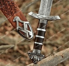 Hand Forged Damascus Steel Viking Sword: Northman Style, Rose Wood Handle picture