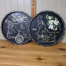Two Vintage Idaho & Oregon State Souvenir Serving Tray 11