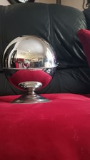 True VTG Mid-century Art Deco Chrome Orb Flip Top Candy Bowl  MCM picture