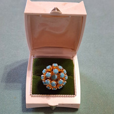 Vintage 14k Gold Fill Size 5-5.5 Mid-century Cocktail Ring with box Snazzy picture
