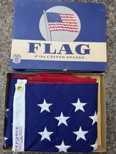 Vintage Annin Defiance 50-Star American Flag Cotton Bunting Sewn Embroidered USA picture