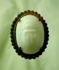 FORMIDABLE MILKGLASS WHITE SCARAB HATPIN HPN-043 picture