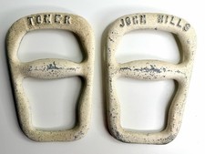 Antique John Hills Toner Cast Iron Hand Expander Handle Pair Physical Culture picture