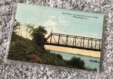Vtg Postcard Willamsport Pennsylvania PA 1915-1930 Bridge Riverfront Market Stre picture